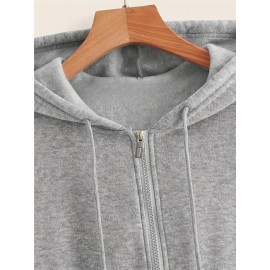 Jaqueta de Moletom com Zíper para Homens - Ajuste Esportivo Casual, Manga Longa e Punhos Elásticos, Cor Sólida, Ideal para Academia, Roupas ao Ar Livre, Design Minimalista, Material Confortável, Estilo Ativo