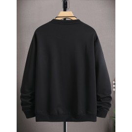 Moletom Masculino Com Gola Redonda E Estampa Gráfica, Tecido De Malha De Poliéster, Ajuste Regular, Leve Estiramento, Com Estampa Frontal, Para Coleção De Outono/inverno