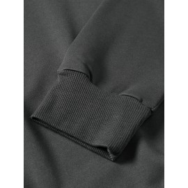 Moletom Masculino Com Gola Redonda E Estampa Gráfica, Tecido De Malha De Poliéster, Ajuste Regular, Leve Estiramento, Com Estampa Frontal, Para Coleção De Outono/inverno