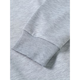 Moletom Masculino Com Gola Redonda E Estampa Gráfica, Tecido De Malha De Poliéster, Ajuste Regular, Leve Estiramento, Com Estampa Frontal, Para Coleção De Outono/inverno