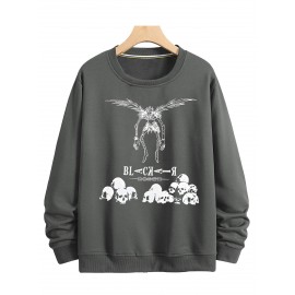 Camiseta confortável de manga comprida versátil para homens com estampa do mangá japonês Death Note para todas as estações. Ideal para uso casual e atividades ao ar livre.