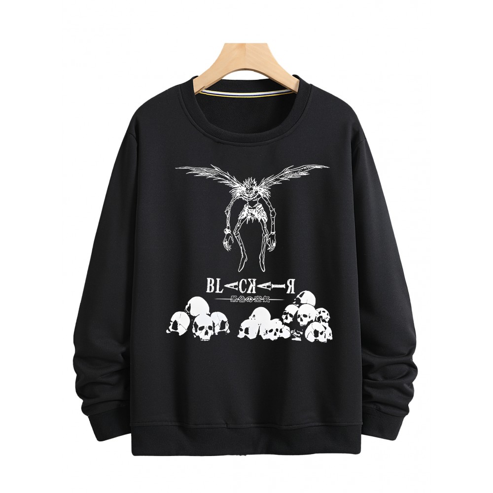 Camiseta confortável de manga comprida versátil para homens com estampa do mangá japonês Death Note para todas as estações. Ideal para uso casual e atividades ao ar livre.