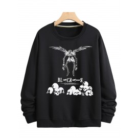 Camiseta confortável de manga comprida versátil para homens com estampa do mangá japonês Death Note para todas as estações. Ideal para uso casual e atividades ao ar livre.