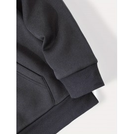 Moletom Masculino Estilo Gótico com Estampa de Asas, Manga Longa e Casual com Bolso Frontal, Cor Escura para Outono e Inverno