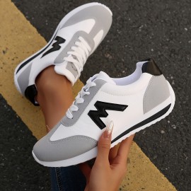 Tênis Casual Feminino Forrest Gump - Sapatilhas de Cano Baixo Respiráveis com Cabedal Sintético, Solado de Borracha e Forro em Tecido, Branco e Cinza Claro para Esportes, Caminhada, Estilo Casual, Calçados Desportivos Duráveis, Confortável, Ideal para Ent