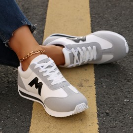 Tênis Casual Feminino Forrest Gump - Sapatilhas de Cano Baixo Respiráveis com Cabedal Sintético, Solado de Borracha e Forro em Tecido, Branco e Cinza Claro para Esportes, Caminhada, Estilo Casual, Calçados Desportivos Duráveis, Confortável, Ideal para Ent