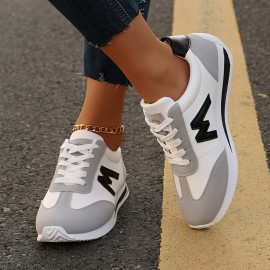 Tênis Casual Feminino Forrest Gump - Sapatilhas de Cano Baixo Respiráveis com Cabedal Sintético, Solado de Borracha e Forro em Tecido, Branco e Cinza Claro para Esportes, Caminhada, Estilo Casual, Calçados Desportivos Duráveis, Confortável, Ideal para Ent