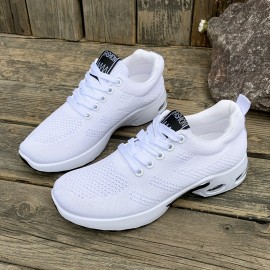 Tenis Femininos para Todas as Estações - Sapatilhas Esportivas de Cano Baixo com Cadarço e Solado Antiderrapante, Malha Respirável para Corrida, Treino e Casual - Palmilha Acolchoada (Preto/Vermelho/Branco) - Design Fácil de Limpar, Calçados Confortáveis,