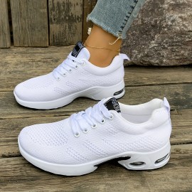 Tenis Femininos para Todas as Estações - Sapatilhas Esportivas de Cano Baixo com Cadarço e Solado Antiderrapante, Malha Respirável para Corrida, Treino e Casual - Palmilha Acolchoada (Preto/Vermelho/Branco) - Design Fácil de Limpar, Calçados Confortáveis,
