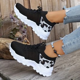 Tenis Esportivos Femininos Respiráveis - Sapatilhas Leves Multifuncionais com Amortecimento Elástico no Tornozelo, Suporte Estável e Solado de Borracha Macio - Design Baixo com Cadarço Branco & Preto para Corrida, Caminhada, Trabalho e Casual, Calçados pa