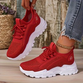 Novos sapatos desportivos femininos respiráveis - Sapatos de corrida leves e de corte baixo, confortáveis para todas as estações, com sola macia casual desportiva, design em malha branca com sola de borracha, fecho de atacadores, adequados para uso diário