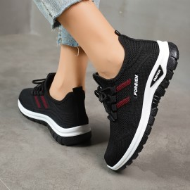 Mulheres Sapatilhas de Verão Respiráveis Slip-On - Sapatos Casuais Baixos com Detalhes em Preto/Branco/Vermelho, Solado PVC Acolchoado & Conforto para Todas as Estações, Ideal para Academia, Caminhada, Moda Casual, Calçados Modernos, Estilo Urbano, Parte 