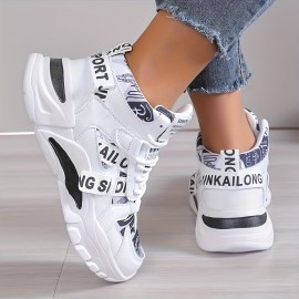 Sapatos desportivos de cano alto com atacadores - Estampa elegante de letras, decoração tecida, corpo de sapato confortável e respirável, versão de moda estilo rua, disponível em todas as tamanhos para homens e mulheres. Sola de EVA flexível, adequada par