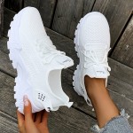 Sapatos femininos de malha respirável, leves e de corte baixo, com palmilhas macias, confortáveis para todas as estações, para fitness, caminhadas e uso casual, em branco, preto, vermelho, com design moderno e confortável para uso ao ar livre.