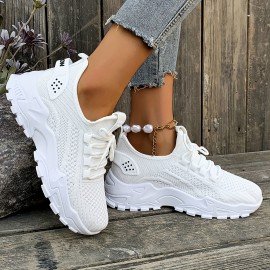 Sapatos femininos de malha respirável, leves e de corte baixo, com palmilhas macias, confortáveis para todas as estações, para fitness, caminhadas e uso casual, em branco, preto, vermelho, com design moderno e confortável para uso ao ar livre.