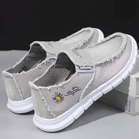 Sapatos casuais de cano baixo para homem - Preto, com atacadores, biqueira redonda, design de cano baixo, parte superior em tecido confortável e respirável, sola de borracha, versáteis para todas as estações