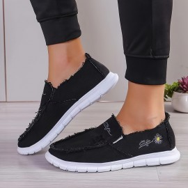 Sapatos casuais de cano baixo para homem - Preto, com atacadores, biqueira redonda, design de cano baixo, parte superior em tecido confortável e respirável, sola de borracha, versáteis para todas as estações