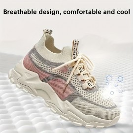 Um par de ténis femininos para todas as estações, cor sólida, material superior leve e respirável, sola de PVC confortável e macia, biqueira redonda, sapatos desportivos casuais de cano baixo