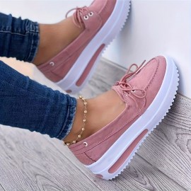 Sapatos Le Fu com capuz azul para senhora - Sapatos mocassins confortáveis com sola grossa, respiráveis e casuais, com sola de borracha, cabeça redonda, design de atar, adequados para usar durante todo o dia, sapatos diários | Sapatos de sola grossa e ele