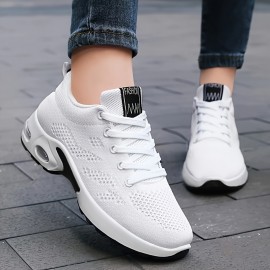 Sapatos de corrida femininos de malha respirável - Suporte de almofada de ar transparente, sola TPR leve e antiderrapante, design estável, confortáveis e elegantes sapatos de caminhada casuais para todas as estações, sapatos desportivos femininos modernos