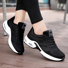 Sapatos de corrida femininos de malha respirável - Suporte de almofada de ar transparente, sola TPR leve e antiderrapante, design estável, confortáveis e elegantes sapatos de caminhada casuais para todas as estações, sapatos desportivos femininos modernos
