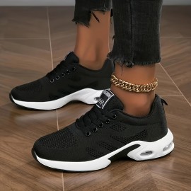 Sapatos de corrida femininos de malha respirável - Suporte de almofada de ar transparente, sola TPR leve e antiderrapante, design estável, confortáveis e elegantes sapatos de caminhada casuais para todas as estações, sapatos desportivos femininos modernos