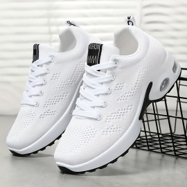 Sapatos de corrida femininos de malha respirável - Suporte de almofada de ar transparente, sola TPR leve e antiderrapante, design estável, confortáveis e elegantes sapatos de caminhada casuais para todas as estações, sapatos desportivos femininos modernos