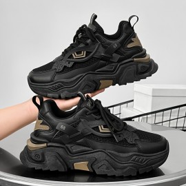 Sapatos de corrida femininos de sola grossa, multifuncionais, com parte superior em malha respirável e sola de PU/rubro durável, sapatos esportivos casuais brancos com cadarço, muito adequados para uso casual, vestuário esportivo e sapatos de corrida vers