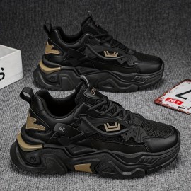 Sapatos de corrida femininos de sola grossa, multifuncionais, com parte superior em malha respirável e sola de PU/rubro durável, sapatos esportivos casuais brancos com cadarço, muito adequados para uso casual, vestuário esportivo e sapatos de corrida vers
