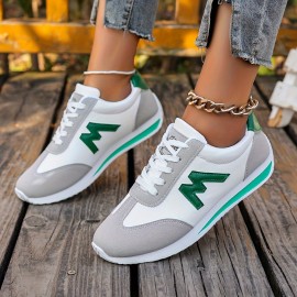 Tenis Femininos Leves e Casuais - Branco com Detalhes em Preto/Vermelho/Amarelo/Azul Marinho, Sola EVA para Conforto Acolchoado, Design Listrado & Franjas, Parte Superior de Tecido Sintético e Forro Respirável, Cadarço Mid-Top para Todas as Estações, Calç