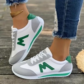 Tenis Femininos Leves e Casuais - Branco com Detalhes em Preto/Vermelho/Amarelo/Azul Marinho, Sola EVA para Conforto Acolchoado, Design Listrado & Franjas, Parte Superior de Tecido Sintético e Forro Respirável, Cadarço Mid-Top para Todas as Estações, Calç