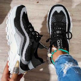 Sandálias esportivas casuais femininas, tecido de malha respirável, design em bloco de cores, sola antiderrapante EVA, tênis e sapatos de corrida com cadarço baixo, confortáveis e leves para uso ao ar livre, sapatilhas fashion, adequadas para todas as est