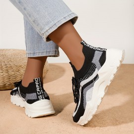 Sandálias esportivas casuais femininas, tecido de malha respirável, design em bloco de cores, sola antiderrapante EVA, tênis e sapatos de corrida com cadarço baixo, confortáveis e leves para uso ao ar livre, sapatilhas fashion, adequadas para todas as est
