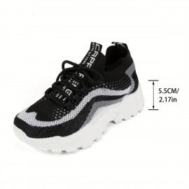Sandálias esportivas casuais femininas, tecido de malha respirável, design em bloco de cores, sola antiderrapante EVA, tênis e sapatos de corrida com cadarço baixo, confortáveis e leves para uso ao ar livre, sapatilhas fashion, adequadas para todas as est