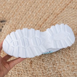 Sapatos esportivos casuais para mulheres - Partes superiores artificiais, dedos redondos, sapatos confortáveis adequados para todas as estações, com cadarços elásticos e solados antiderrapantes. Sapatos para todas as estações | Sapatos com dedos redondos 