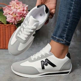 Sapatos de desporto vintage para senhora - Sapatos leves de cano baixo com atacadores, com design acolchoado, parte superior de cobertura sintética e sola de EVA, conforto para todas as estações para uso casual e formal, sapatos de desporto para senhora, 