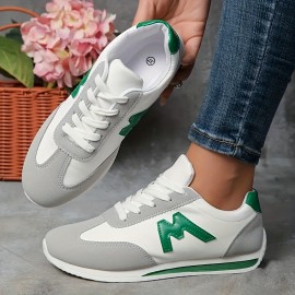 Sapatos de desporto vintage para senhora - Sapatos leves de cano baixo com atacadores, com design acolchoado, parte superior de cobertura sintética e sola de EVA, conforto para todas as estações para uso casual e formal, sapatos de desporto para senhora, 