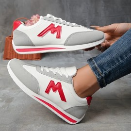 Sapatos de desporto vintage para senhora - Sapatos leves de cano baixo com atacadores, com design acolchoado, parte superior de cobertura sintética e sola de EVA, conforto para todas as estações para uso casual e formal, sapatos de desporto para senhora, 