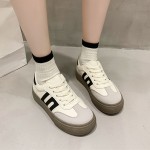 Tenis Femininos Brancos Casuais de Moda, Cano Baixo Retro, Tecido Respirável e Forro Interno Macio, Sola Leve em TPR, Antiderrapante e Duráveis para Caminhada ou Esporte - Calçado Confortável para Todas as Estações