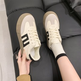 Tenis Femininos Brancos Casuais de Moda, Cano Baixo Retro, Tecido Respirável e Forro Interno Macio, Sola Leve em TPR, Antiderrapante e Duráveis para Caminhada ou Esporte - Calçado Confortável para Todas as Estações