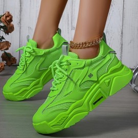 Tênis Minimalista Respirável de Sola Macia para Mulheres, Cor Sólida, Versátil, Amarração, Sapatos Diários de Cano Baixo