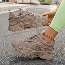 Tênis Minimalista Respirável de Sola Macia para Mulheres, Cor Sólida, Versátil, Amarração, Sapatos Diários de Cano Baixo