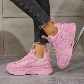 Tênis Minimalista Respirável de Sola Macia para Mulheres, Cor Sólida, Versátil, Amarração, Sapatos Diários de Cano Baixo