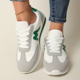 Tenis Casual Leves Femininos, Branco com Detalhes em Preto, Vermelho, Amarelo e Azul Marinho, Sola EVA, Design de Cano Baixo, Adequado para Todas as Estações