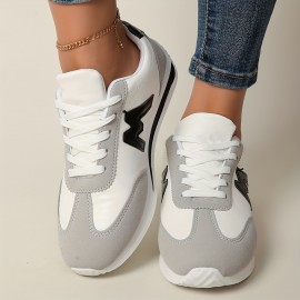 Tenis Casual Leves Femininos, Branco com Detalhes em Preto, Vermelho, Amarelo e Azul Marinho, Sola EVA, Design de Cano Baixo, Adequado para Todas as Estações