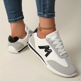Tenis Casual Leves Femininos, Branco com Detalhes em Preto, Vermelho, Amarelo e Azul Marinho, Sola EVA, Design de Cano Baixo, Adequado para Todas as Estações