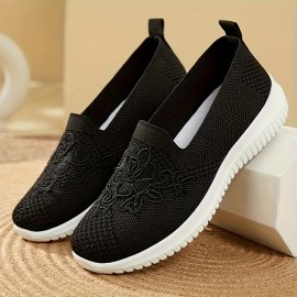 Sapatilhas casuais femininas exquisitas com bordado - Leves e confortáveis com parte superior em tecido respirável, adequadas para corrida ao ar livre, deslocações e uso diário em todas as estações