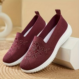 Sapatilhas casuais femininas exquisitas com bordado - Leves e confortáveis com parte superior em tecido respirável, adequadas para corrida ao ar livre, deslocações e uso diário em todas as estações