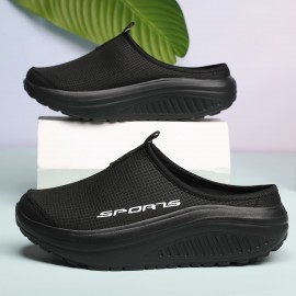 Tênis Femininos de Malha Respirável Sem Cadarço - Sola Confortável em EVA, Sapatos Casuais Baixos para Todas as Estações, Bege com Estampa 