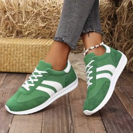 Tenis Casuais Femininos Elegantes e Confortáveis, Tenis Listrados Antiderrapantes com Cadarço Leve e Sola Macia para Todas as Estações, Adequados para Viagens e Lazer em Férias, Tênis Casuais da Moda Masculina e Feminina